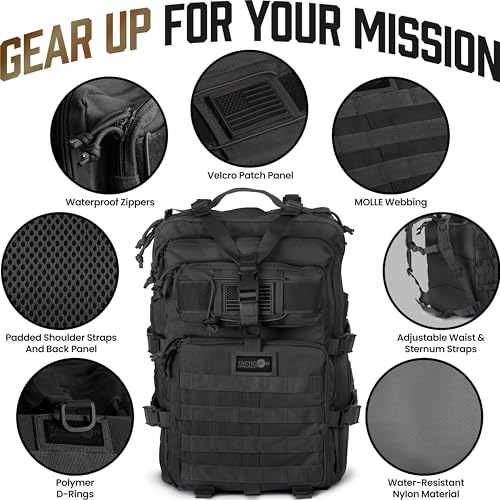 24BattlePack Tactical Backpack | 1 to 3 Day Assault Pack | Combat Veteran Owned Company |40L Bug Out Bag (Black)