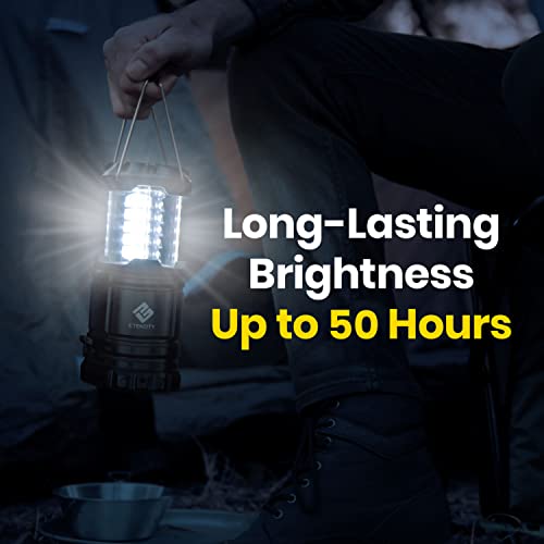 Etekcity Lantern Camping, Flashlight for Power Outages, Portable Camping Essentials Lights, Led Battery Operated Lamp for Emergency, Survival Gear and Supplies for Hurricane, 4 Pack, Black