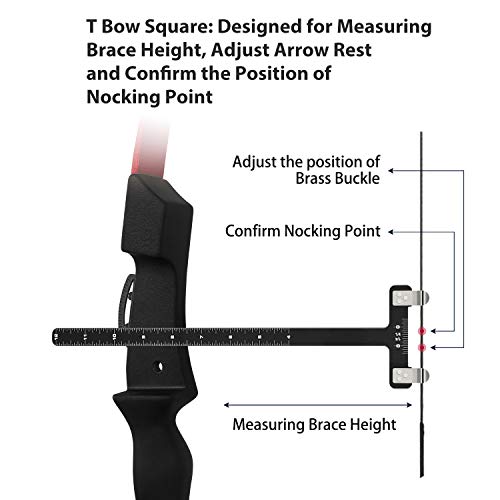 Zonon Bow String Nocking Points Pliers Strings Knock Set T Shape Bow Square Ruler Nocking Buckle Pliers Recurve Bow Turning Kit Archery (Black)