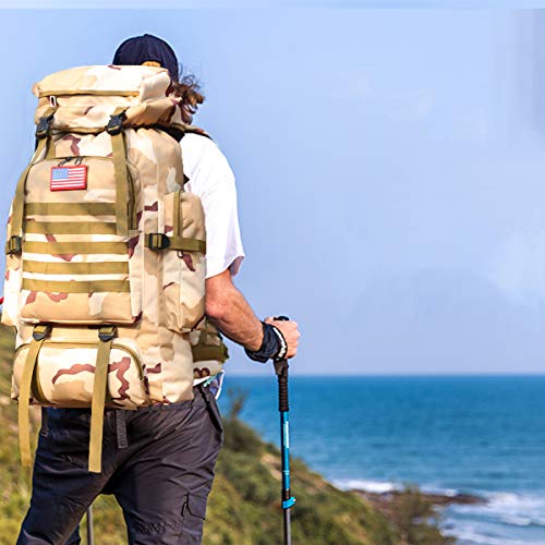 WintMing 70L Camping Hiking Backpack Molle Rucksack Waterproof Traveling Daypack (70L-Camo-Plateau)