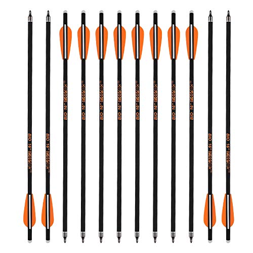 REEGOX Crossbow Bolts 16/18 inch Bio Crossbow Arrows Moon Nocks Removable Tips (Pack of 12)
