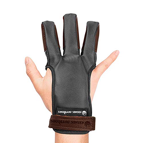 KESHES Archery Glove Finger Tab Accessories - Leather Gloves for Recurve & Compound Bow - Three Finger Guard for Men Women & Youth (Small)