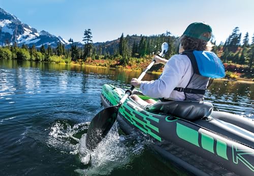 Intex Challenger K1 Inflatable Single Person Kayak Set and Accessory Kit with Aluminum Oar and High Output Air Pump Built for Lakes, Rivers, & Fishing