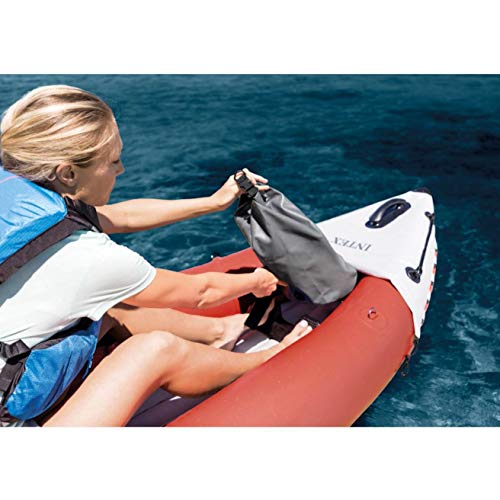 Intex Excursion Pro 2 Person Vinyl Inflatable Kayak with Aluminum Oars, Fishing Rod Holders, and High Output Pump for Rivers, Lakes, and Ocean, Red