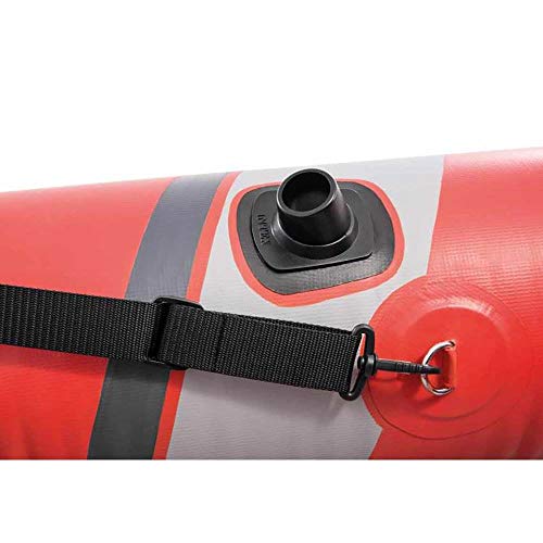 Intex Excursion Pro 2 Person Vinyl Inflatable Kayak with Aluminum Oars, Fishing Rod Holders, and High Output Pump for Rivers, Lakes, and Ocean, Red