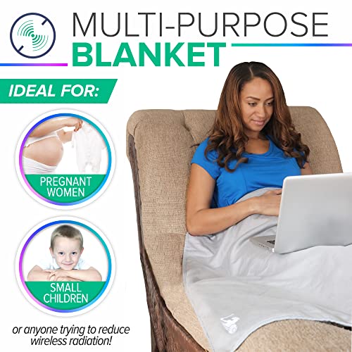 DefenderShield EMF & 5G Radiation Shielding Blanket - Viscose Made from Bamboo and Cotton - Signal Protection Cover for Beds, Couches, Pregnancy, Babies (Large - 80" x 60")