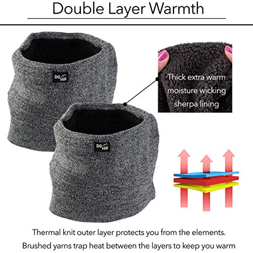 DG Hill (2 Pack Thermal Fleece Lined Double-Layered Neck Warmers, Warm Windproof Winter Ski Neck Gaiter for Men and Women