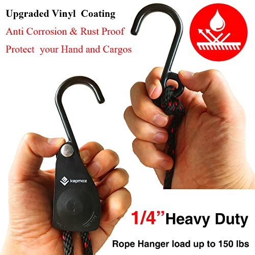 Kayak Tie Down Straps Canoe Bow and Stern Heavy Duty Cargo Ratchet Pulley Rope Hanger (Black Sleeve Elite, 12 Feet,2pack)