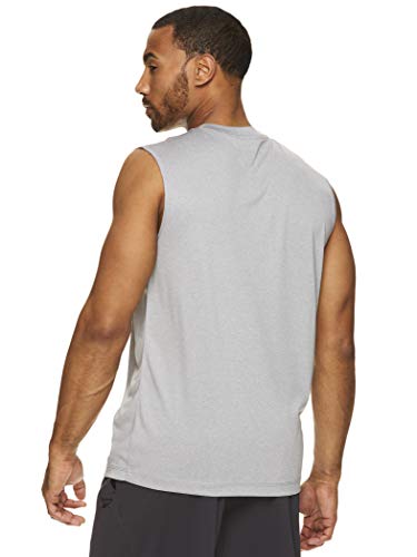 Reebok Men's Muscle Tank Top - Sleeveless Workout & Training Activewear Gym Shirt - Sleet Heather Gladiator, Large