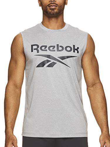Reebok Men's Muscle Tank Top - Sleeveless Workout & Training Activewear Gym Shirt - Sleet Heather Gladiator, Large