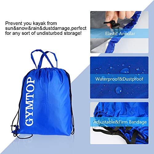 7.8-18ft Waterproof Kayak Canoe Cover-Storage Dust Cover UV Protection Sunblock Shield for Fishing Boat/Kayak/Canoe 7 Sizes [Choose Color] (Dark Blue(Upgraded), Suitable for 9.3-10.5ft Kayak)