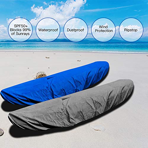 7.8-18ft Waterproof Kayak Canoe Cover-Storage Dust Cover UV Protection Sunblock Shield for Fishing Boat/Kayak/Canoe 7 Sizes [Choose Color] (Dark Blue(Upgraded), Suitable for 9.3-10.5ft Kayak)