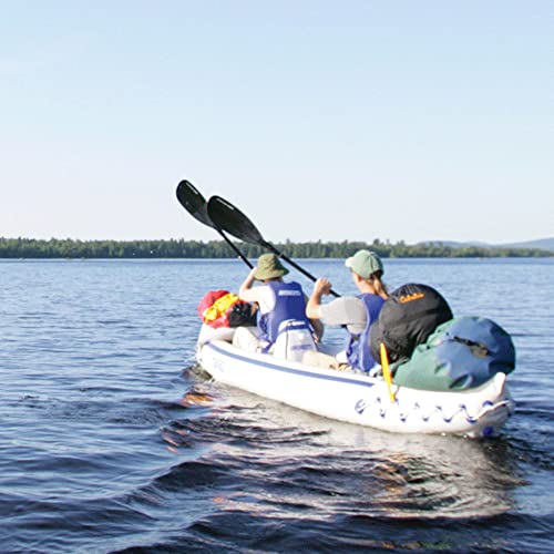 Sea Eagle Inflatable Water Sport Portable Tandem Kayak Canoe with Seats, Paddles, Air Pump, and Storage Bag for 3 People, Blue/White