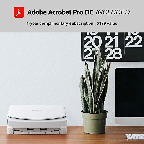 Fujitsu ScanSnap iX1500 Deluxe Color Duplex Document Scanner with Adobe Acrobat Pro DC for Mac or PC, White