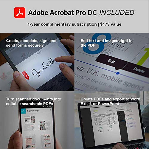 Fujitsu ScanSnap iX1500 Deluxe Color Duplex Document Scanner with Adobe Acrobat Pro DC for Mac or PC, White