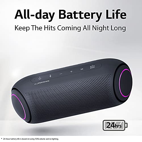 LG XBOOM Go Portable Bluetooth Speaker PL7 - LED Lighting and up to 24-Hour Battery, Black