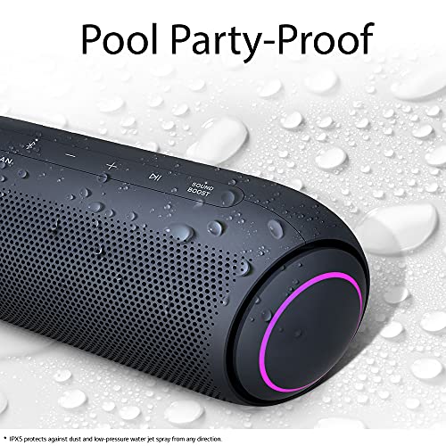 LG XBOOM Go Portable Bluetooth Speaker PL7 - LED Lighting and up to 24-Hour Battery, Black