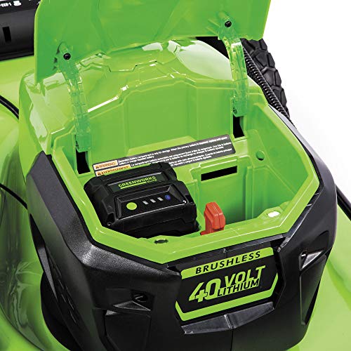 Greenworks 40V 21" Cordless Brushless Push Mower, 6.0Ah USB Battery and Charger Included