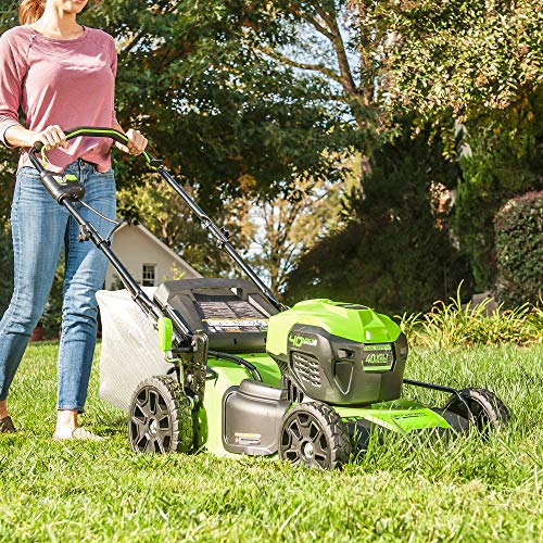 Greenworks 40V 21" Cordless Brushless Push Mower, 6.0Ah USB Battery and Charger Included