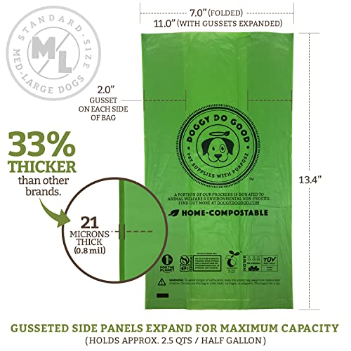 Doggy Do Good Poop Bags | Dog Waste Bags | Unscented, 38% Vegetable-Based, Thick & Leak Proof, Easy Open | Standard Size | 60 Count