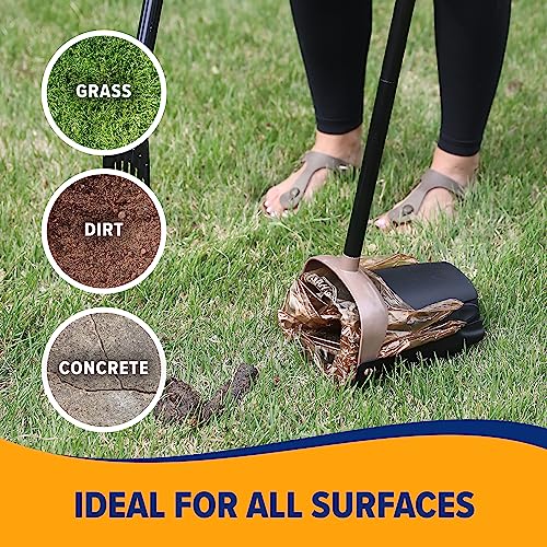Arm & Hammer Pooper Scooper Swivel Bin & Rake Dog Poop Scooper, Black, (2 Scented Waste Bags Included)
