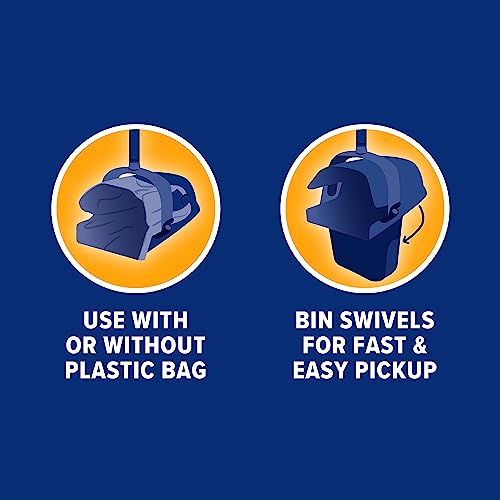 Arm & Hammer Pooper Scooper Swivel Bin & Rake Dog Poop Scooper, Black, (2 Scented Waste Bags Included)