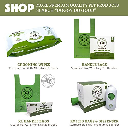 Doggy Do Good Poop Bags | Dog Waste Bags | Unscented, 38% Vegetable-Based, Thick & Leak Proof, Easy Open | Standard Size | 60 Count