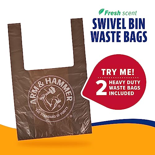 Arm & Hammer Pooper Scooper Swivel Bin & Rake Dog Poop Scooper, Black, (2 Scented Waste Bags Included)