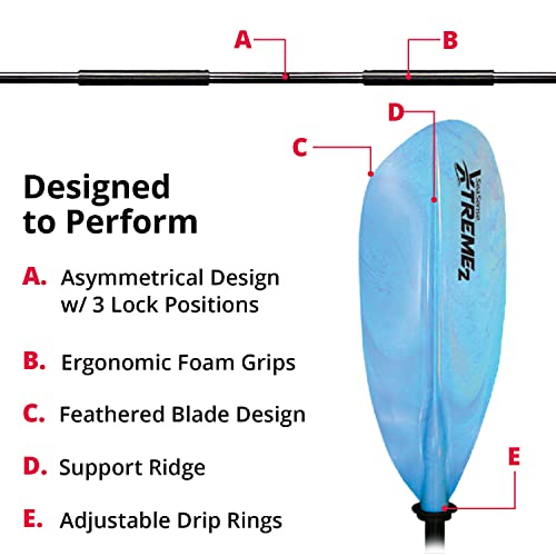 SeaSense XTreme 2 Kayak Paddle, Blue-White, 84” - Fiberglass Reinforced Nylon Blades, 2-Piece Construction - Great for Sport, Sea, Whitewater, Recreational & Fishing Kayaking