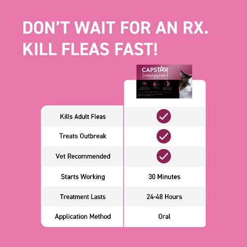 CAPSTAR (nitenpyram) Oral Flea Treatment for Cats, Fast Acting Tablets Start Killing Fleas in 30 Minutes, Cats 2-25 lbs, 6 Doses