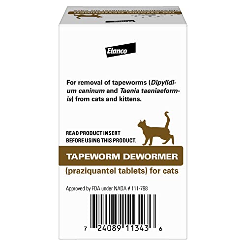 Elanco Tapeworm Dewormer (praziquantel tablets) for Cats and Kittens 6 Weeks and Older, 3-count