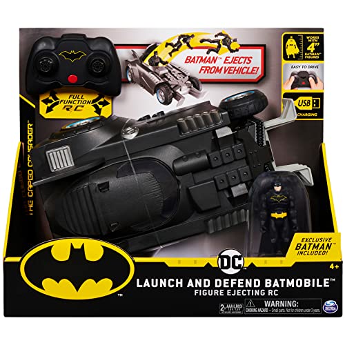 Batman Launch and Defend Batmobile Remote Control Vehicle with Exclusive 4-inch Batman Figure, Kids Toys for Boys