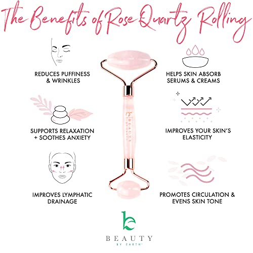 Rose Quartz Face Roller Skin Care Tools - Face Massager Roller, Facial Roller & Eye Roller for Puffy Eyes, Facial Massager Facial Tools Pair Perfectly with Skincare & Are Self Care Gifts for Women