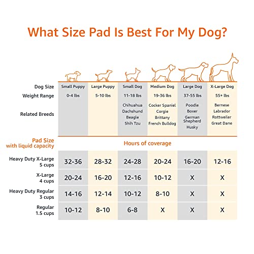 Amazon Basics Dog and Puppy Pads, Leak-proof 5-Layer Pee Pads with Quick-dry Surface for Potty Training, X-Large (28 x 34 Inches) - Pack of 40