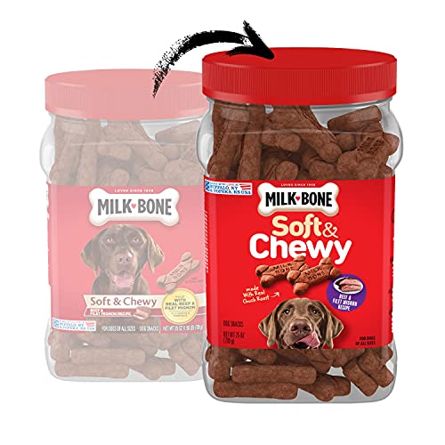 Milk-Bone Soft & Chewy Dog Treats, Beef & Filet Mignon Recipe, 25 Ounces