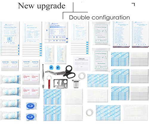 SHBC Waterproof First Aid Kit (228pcs) with All Basic or Advanced Supplies You Need. Suitable for Emergencies at Home or Outside, Travel, Home, Camping, Blue