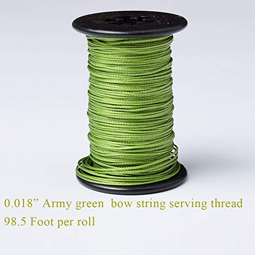 Ww Zat Archery Bow String Serving Thread Wear-Resistant Material 98.5 Foot spools (30 Meter/Roll) 0.018" Army Green Color Protect and Repair for Various Bow （Pack of 1）