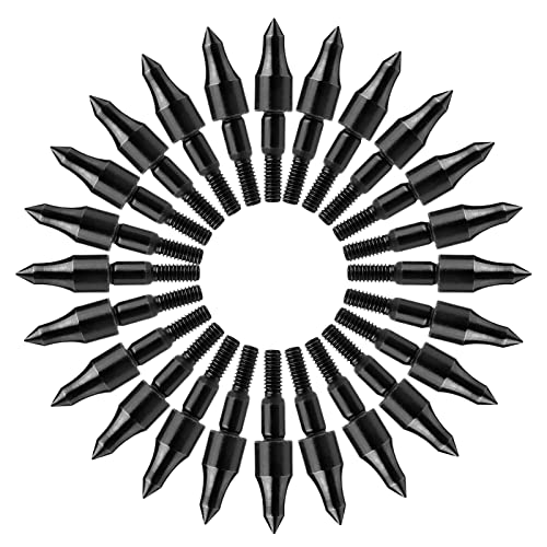 JIAKAI 18 Piece Black Screw-in Archery Bullet Points Arrow for Field Target Practice Shooting,100 Grain Each
