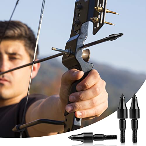 JIAKAI 18 Piece Black Screw-in Archery Bullet Points Arrow for Field Target Practice Shooting,100 Grain Each