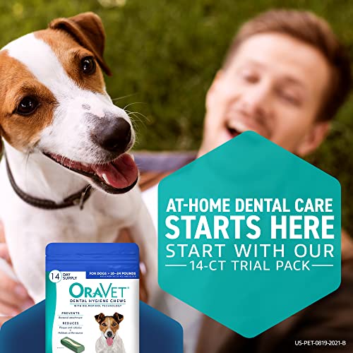 ORAVET Dental Chews for Dogs, Oral Care and Hygiene Chews (Small Dogs, 10-24 lbs.) Blue Pouch, 14 Count