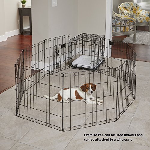 MidWest Foldable Metal Dog Exercise Pen / Pet Playpen, 24"W x 24"H, 1-Year Manufacturer's Warranty