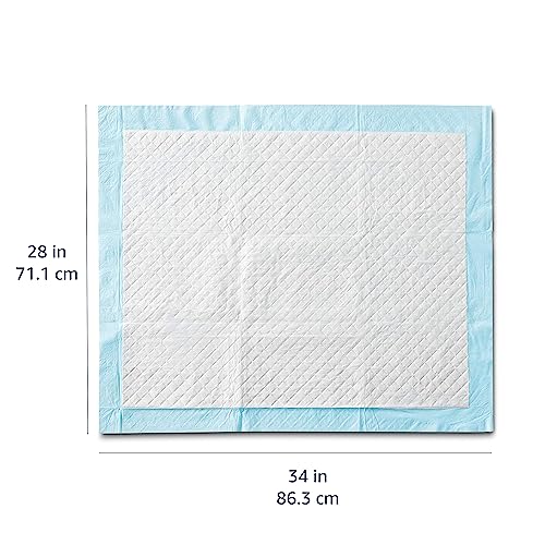 Amazon Basics Dog and Puppy Pee Pads with Leak-Proof Quick-Dry Design for Potty Training, Heavy Duty Absorbency, X-Large, 28 x 34 Inches - Pack of 25