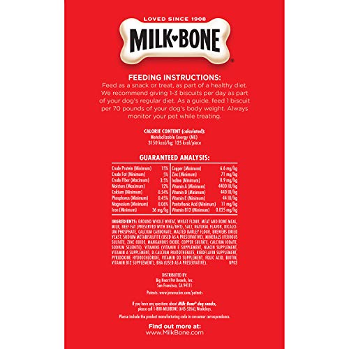 Milk-Bone Original Dog Treats Biscuits for Large Dogs, 4 Pounds (Pack of 2) (Packaging May Vary)