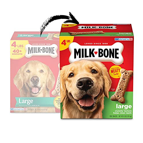 Milk-Bone Original Dog Treats Biscuits for Large Dogs, 4 Pounds (Pack of 2) (Packaging May Vary)