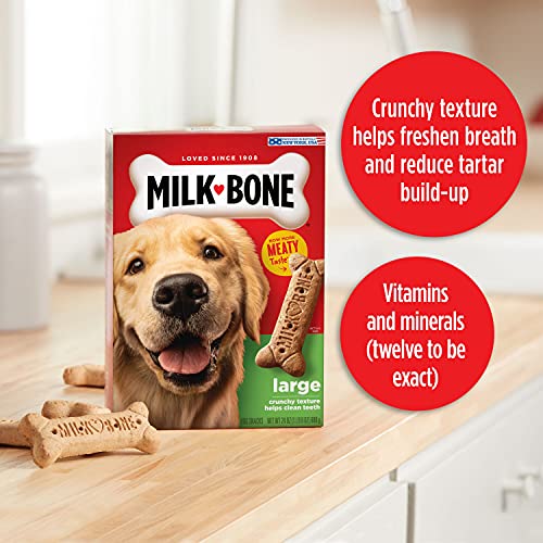 Milk-Bone Original Dog Treats Biscuits for Large Dogs, 4 Pounds (Pack of 2) (Packaging May Vary)