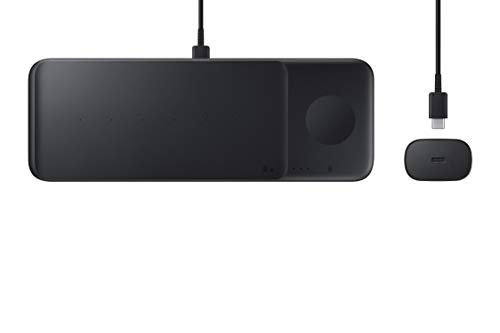 SAMSUNG Electronics Wireless Charger Trio, Qi Compatible - Charge up to 3 Devices at Once - for Galaxy Phones, Buds, Watches, and Apple iPhone Devices, Black (US Version)