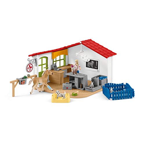 Schleich Farm World, Farm Animal Gifts for Kids, Vet Practice with Horse Figure, Animal Toys, and Accessories, 27-piece set, Ages 3+
