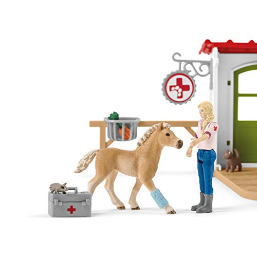 Schleich Farm World, Farm Animal Gifts for Kids, Vet Practice with Horse Figure, Animal Toys, and Accessories, 27-piece set, Ages 3+