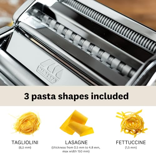 MARCATO Atlas 150 Pasta Machine, Made in Italy, Includes Cutter, Hand Crank, and Instructions, 150 mm, Stainless Steel