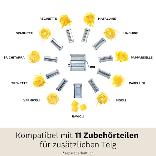 MARCATO Atlas 150 Pasta Machine, Made in Italy, Includes Cutter, Hand Crank, and Instructions, 150 mm, Stainless Steel